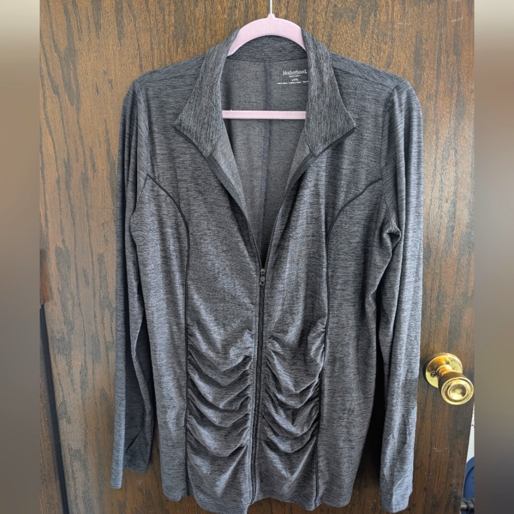 Motherhood Maternity Large Gray Zip-up Workout Jacket w/ Thumbholes